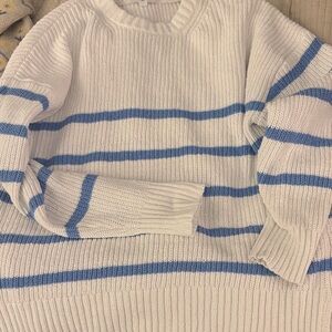 Time and Tru White and Blue Striped Sweater